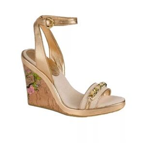 Coach Ellette Women's Wedge Heel Shoes Size US 5.5M Natural Gold